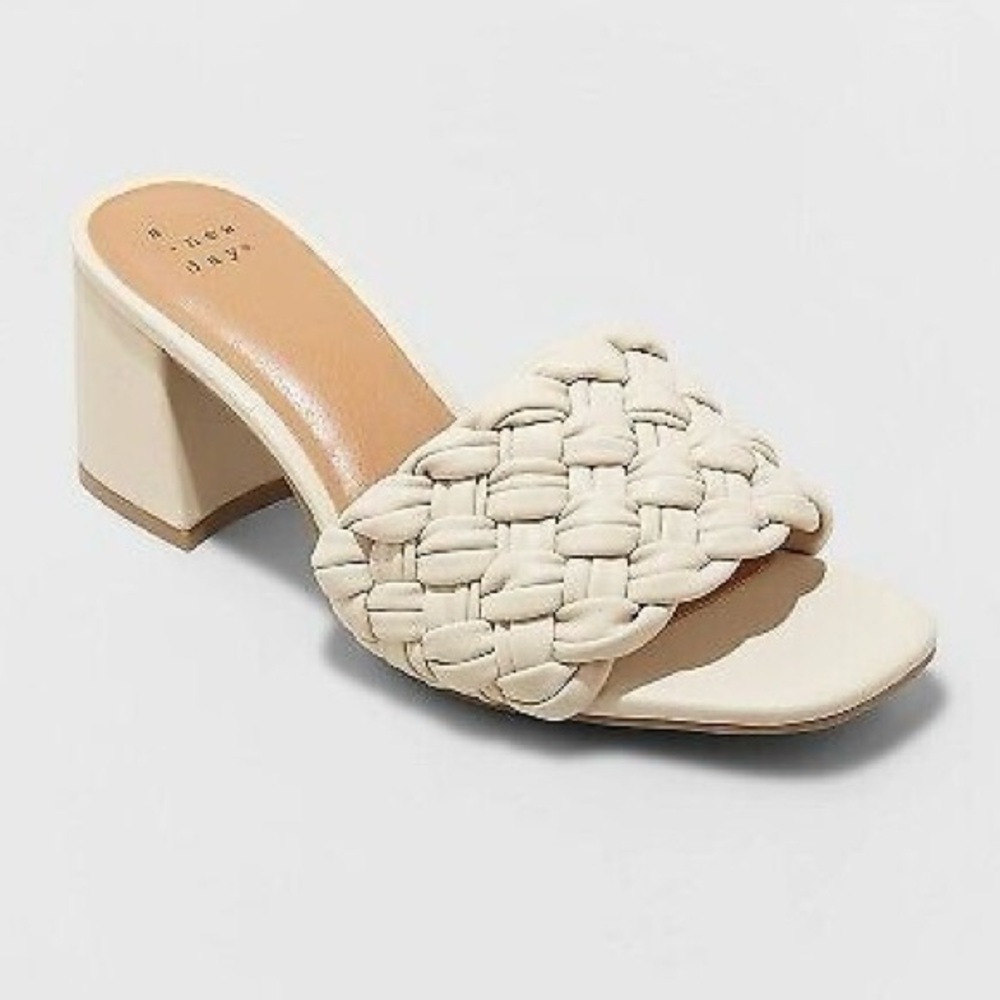 A New Day Dorothy Braided Heel Sandals in Cream | US 6.5
